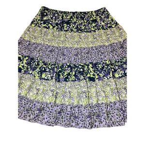 C.J. Banks Christopher & Banks Purple Casual Long Floral Skirt Lined 1X
